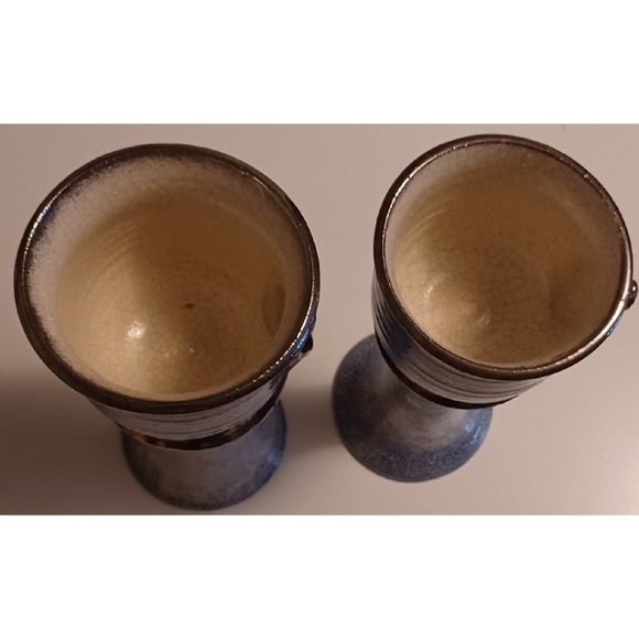 Goblets-Pair of Vintage Signed LaStella Art Pottery Goblets Medusa Mermaid OOAK - Picture 7 of 9